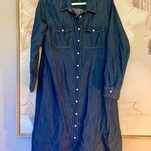 Fransa Blue Denim Shirt Dress